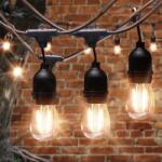 Hongda Lightning Ghirlanda luminoasa de exterior 20 becuri (2 LEDuri Filament), 20 M, 220 V interconectabil, cablu negru, alb cald (HL-GL20M20L)