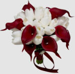 Eventissimi® Buchet de flori elegant cu Lalele Albe si Cale Bordo (BF-259)