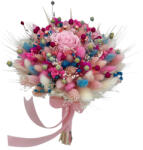 Eventissimi® Buchet mediu cu trandafir criogenat central si mix de flori naturale uscate, multicolor (BF-244)