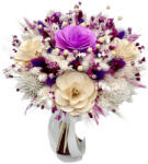 Eventissimi® Buchet flori de camp , personalizabil, ideal pentru cununie civila, nunta, mireasa, nasa sau cadou, alb- violet (BF-239)