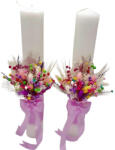 Eventissimi® Set Lumanari pentru Nunta , Personalizabile cu nume si data, Plante Uscate , Eventissimi, 40 cm, Multicolor, Aranjament Frontal (SET-084)