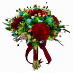 Eventissimi® Buchet flori de camp , personalizabil, ideal pentru cununie civila, nunta, mireasa, nasa sau cadou, verde-grena (BF-208)