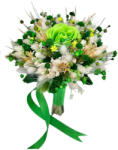Eventissimi® Buchet mic cu trandafir si mix de flori naturale uscate, alb- verde (BF-226)