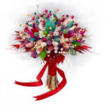 Eventissimi® Buchet cu mix de flori naturale uscate, multicolor, ideal pentru nasa, cununie civila sau cadou (BF-228)