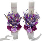 Eventissimi® Set lumanari cu trandafiri din foita de sapun, lavanda criogenata si plante naturale uscate si criogenate - predominant mov (SET-074)