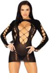 Leg Avenue Rochie mini, Leg Avenue, mânecă lungă, decupată, negru