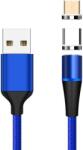PremiumCord Cablu magnetic de încărcare și date micro USB și USB-C 1m, albastru (ku2m1fgb)