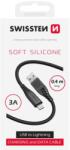 SWISSTEN Cablu De Date Elvetian Silicon Moi Usb-a / Lightning 0, 4 M Negru (71506518)