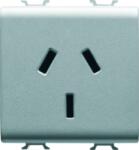 Gewiss AUSTRALIAN STANDARD Priza 250V ac - 2P+E 10A - 2 MODULES - TITANIUM - CHORUS (GW14306)