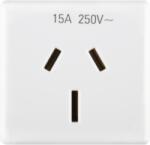 Gewiss AUSTRALIAN STANDARD Priza 250V ac - 2P+E 15A - FLAT PLUG - 2 MODULES - SYSTEM WHITE (GW20356)
