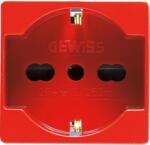 Gewiss ITALIAN/GERMAN STANDARD Priza 250V ac - FOR DEDICATED LINES - 2P+E 16A DUAL AMPERAGE - P40 - 2 MODULES - RED - SYSTEM (GW20296)