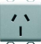 Gewiss AUSTRALIAN STANDARD Priza 250V ac - 2P+E 15A - 2 MODULES - TITANIUM - CHORUS (GW14307)