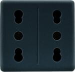 Gewiss ITALIAN STANDARD DOUBLE Priza 250V ac - 2X2P+E 16A DUAL AMPERAGE - P11-P17 - 2 MODULES - SYSTEM BLACK (GW21291)