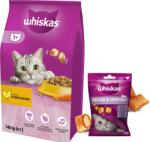 Whiskas WHISKAS Száraz macskatáp 1+ csirkével 14kg + WHISKAS Relaxation és Relaxáció 45g - macskaeledel, csirkével