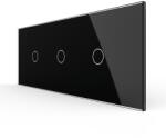 LIVOLO Intrerupator Simplu + Simplu + Simplu cu Touch LIVOLO cu Rama Din Sticla, Standard Italian, 6M - culoare negru