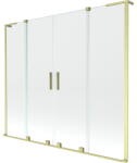 Mexen Velar L Duo, 2 szárnyas eltolható kádparaván 200 x 150 cm, 8mm átlátszó üveg, arany matt, 896-200-003-02-55 (896-200-003-02-55)