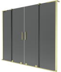 Mexen Velar L Duo, 2 szárnyas eltolható kádparaván 200 x 150 cm, 8mm szürke üveg, arany matt, 896-200-003-42-55 (896-200-003-42-55)