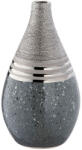  Exkluzív matt, fényes és érdes, csíkos, ezüst és antracit színekben pompázó modern kerámia váza 23cm Magma