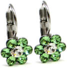 kis virág fülbevaló - peridot-fehér (5 éves kortól tinédzser korig) (2024122215)