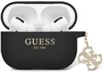 Guess GUAP2LECG4K husă pentru AirPods Pro 2 neagră Liquid Silicone Glitter Triangle Charm (GUAP2LECG4K)