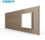 LIVOLO Panou Livolo intrerupator 2 x dublu + Rama Livolo simpla pentru doza 6M, auriu (VL-P902.2.E-7A)