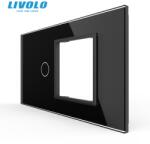 LIVOLO Panou Livolo pentru intrerupator simplu + Rama Livolo simpla 4M, negru (VL-P901.E-4B)