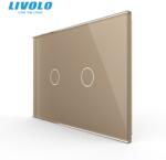 LIVOLO Panou Livolo dublu de sticla, standard italian, 3M, auriu (VL-P902-3A)