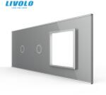 LIVOLO Panou Livolo intrerupator 2 x simplu + Rama Livolo simpla pentru doza 6M, gri (VL-P901.1.E-7I)