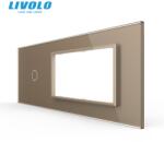 LIVOLO Panou Livolo pentru intrerupator simplu + Rama Livolo dubla pentru doza 6M, auriu (VL-P901.E.E-7A)
