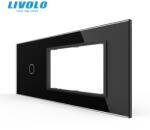 LIVOLO Panou Livolo pentru intrerupator simplu + Rama Livolo dubla pentru doza 6M, negru (VL-P901.E.E-7B)
