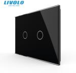 LIVOLO Panou Livolo dublu de sticla, standard italian, 3M, negru (VL-P902-3B)