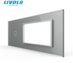 LIVOLO Panou Livolo pentru intrerupator simplu + Rama Livolo dubla pentru doza 6M, gri (VL-P901.E.E-7I)