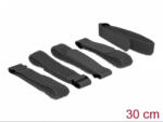 Delock Befűzős hurkolható tépőzáras kábelrendező fekete 300 x 20mm (5db/csomag)