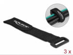 Delock Befűzős hurkolható tépőzáras kábelkötegelő fekete 280 x 38mm (3db/csomag)
