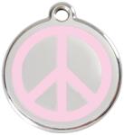 Red Dingo Rozsdamentes békejel mintás acél biléta rózsaszín - dogshop