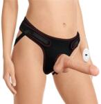 Lovetoy Set Easy Strap-On cu Vibrator Detasabil, 10 Moduri Vibratii, TPE, Natural, 20 cm