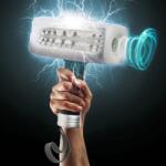 XR Brands Masturbator Thunder Stroker Thors Hammer, Sucking&Vibrating, TPE, USB, Alb/Negru, 23.1 cm