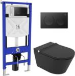 Major&Maker Black Pearl + Coral Black zuhanyzó wc kerettel függő perem nélkül fekete 4030FS200302B