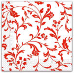 Decorata Szalvéta piros virág mintás 33x33 cm, 20 db/csomag
