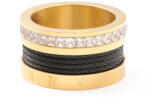  Arany Fekete Fehér Színű Cirkónia Strasszos 12 Hónap Gyűrű Belső Átmérő: 18, 8mm (US 9)