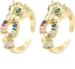  Arany Színű Cirkónia Strasszos Laopárd Gyűrű Újjméret: 17, 3mm (Minimálisan állítható)