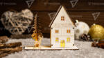 TRACON LED karácsonyi házikó, fa, elemes (X24001) (CHRHR3WW)