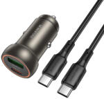 BOROFONE Autós töltő BZ32A Fresh - USB + Type C - QC 3.0 PD 30W Type C to Type C kábellel arany