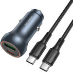 BOROFONE autós töltő BZ32B Fresh - USB + Type C - QC 3.0 PD 48W Type C to Type C kábellel szürke