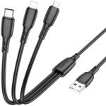 BOROFONE Kábel BX71 3 az 1-ben - USB Type C, Mikro USB, Lightning - 2A 1 méter fekete