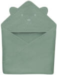 Lionelo Prosop de baie, Lionelo, Cu gluga, Din muselina, 100% bumbac, 80x80 cm, Absorbtie eficienta, Verde