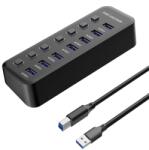 PremiumCord Hub USB 3.2, 7 portos, portváltókkal, 5G SuperSpeed, Fekete (ku3hub7a)