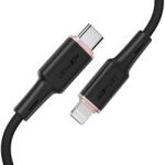 ACEFAST C2-01b Acefast C2-01 Type-C - Lightning kábel, 1.2m, PD30W, 3A, MFI engedélyes, szilikon, fekete (C2-01b)