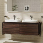 Hansgrohe Xelu Q Dupla Konzolos mosdószekrény 1560/550 mosdótálakhoz, matt fekete fogantyú/sötét dió 54073670 (54073670)