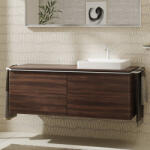 Hansgrohe Xelu Q Dupla Konzolos mosdószekrény 1360/550 mosdótálakhoz, matt fehér fogantyú/sötét dió 54069700 (54069700)